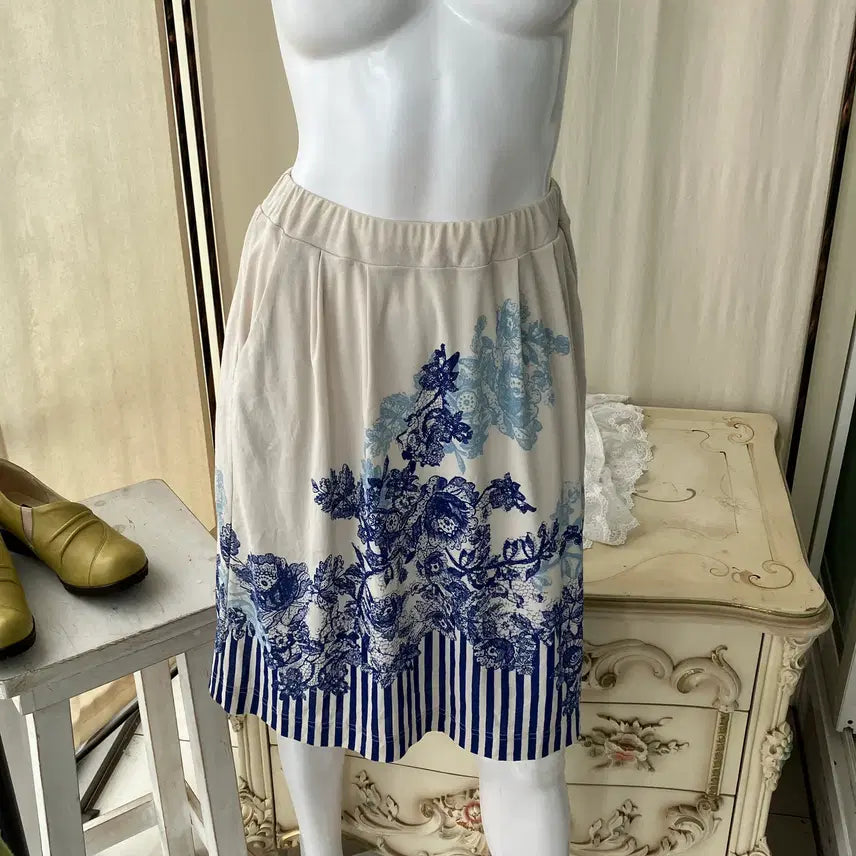 [BUNJANG] Oriental Flower Printing Skirt - Mori Girl Japanese Vintage / 오리엔탈 플라워 프린팅 스커트 1306 모리걸 일본빈티지