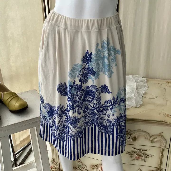 [BUNJANG] Oriental Flower Printing Skirt - Mori Girl Japanese Vintage / 오리엔탈 플라워 프린팅 스커트 1306 모리걸 일본빈티지