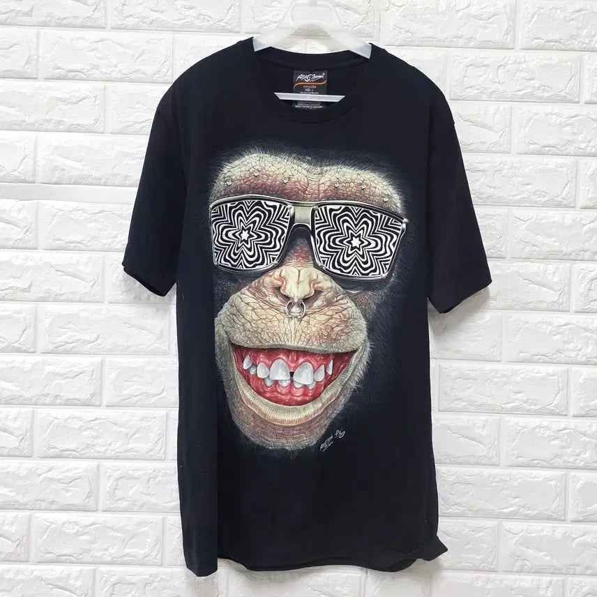 [BUNJANG] Rock Chang Monkey Short Sleeve T-Shirt / L 락창 Rock Chang 몽키 피어싱 반팔 티 D768