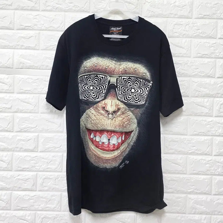 [BUNJANG] Rock Chang Monkey Short Sleeve T-Shirt / L 락창 Rock Chang 몽키 피어싱 반팔 티 D768