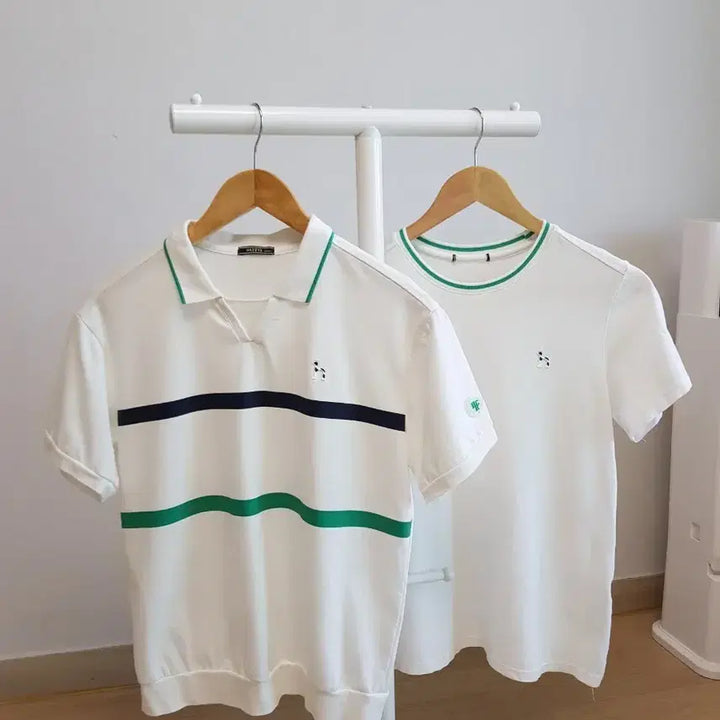 [BUNJANG] Hedgehog Kids Colorblock Short-Sleeve Polo T-Shirt + Basic T-Shirt Set (Size 155) / 헤지스키즈 라인 배색 반팔 카라티 + 기본 티셔츠 155