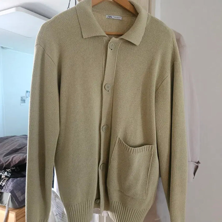 [BUNJANG] ZARA Knit Cardigan Green L XL / ZARA 니트 가디건 연두색 메론 L XL