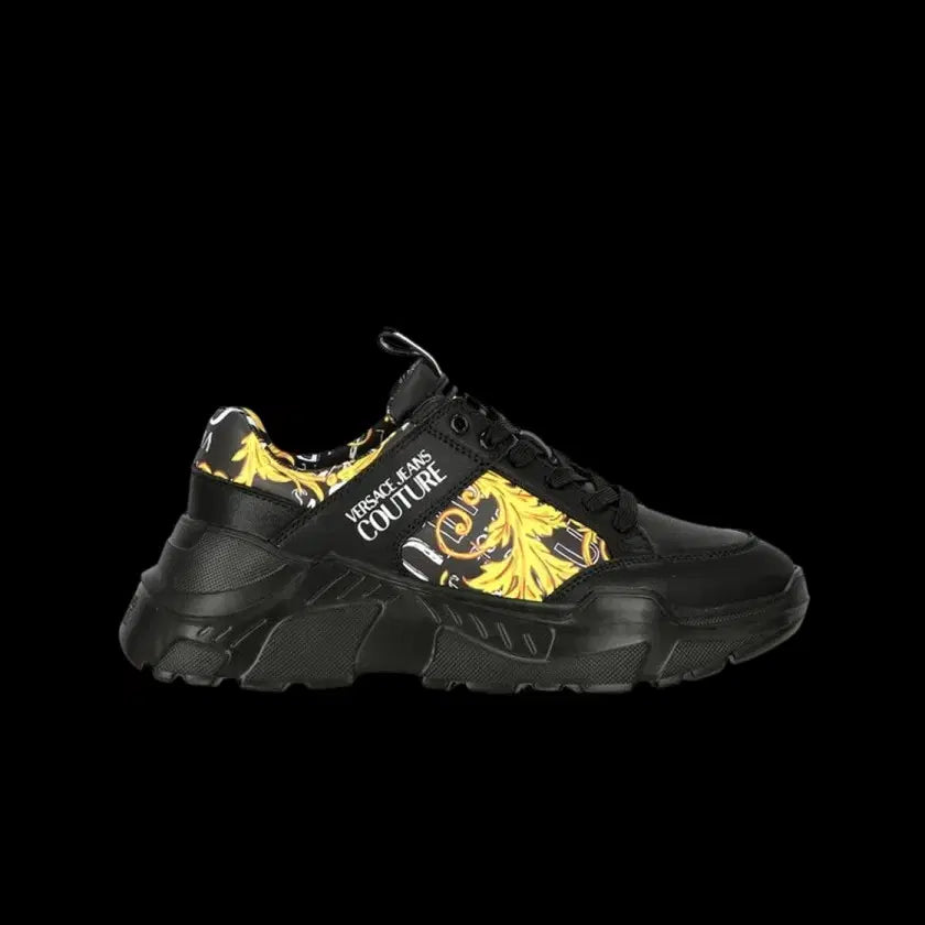 [BUNJANG] Versace Jeans Couture Speed Track Barocco Print Sneakers Black Gold / 베르사체 진 꾸뛰르 스피드트랙바로코 프린트 블랙골드 정품 박스x 280