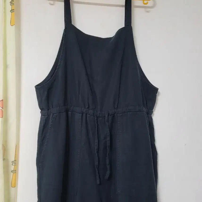[BUNJANG] Navy Linen Jumpsuit - Free Size / 네이비 린넨 점프수트 F