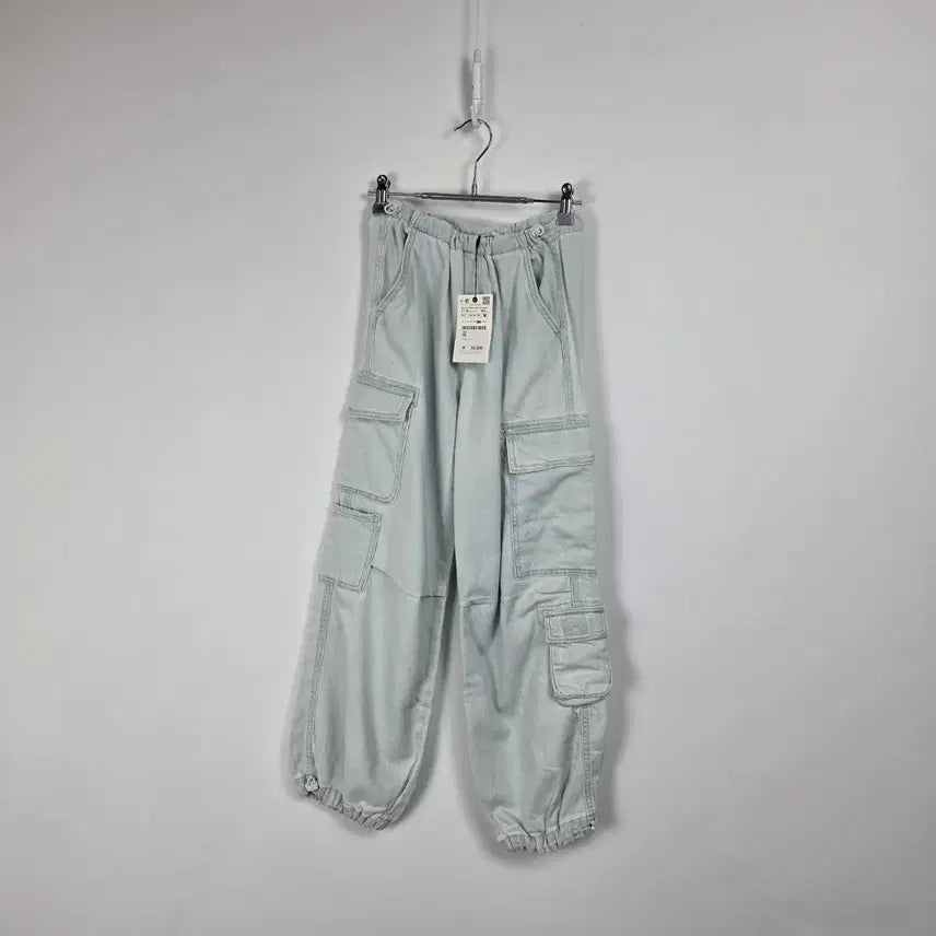 [BUNJANG] ZARA Kids Light Wash Cargo Denim String Pants (Size 11-12) / 새상품 자라 연청 카고 데님 스트링 팬츠 아동 11-12, 260623