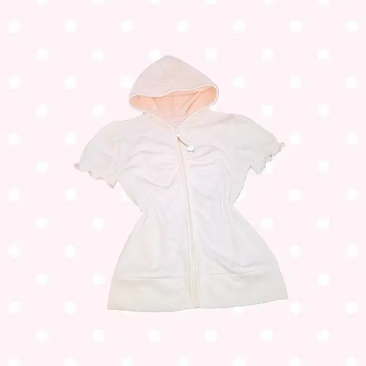 [BUNJANG] Riz Lissa Pink Lace Heart Puff Hoodie Zip-Up / 초희귀 리즈리사 히메갸루 핑크 레이스 하트 퍼프 후드 집업