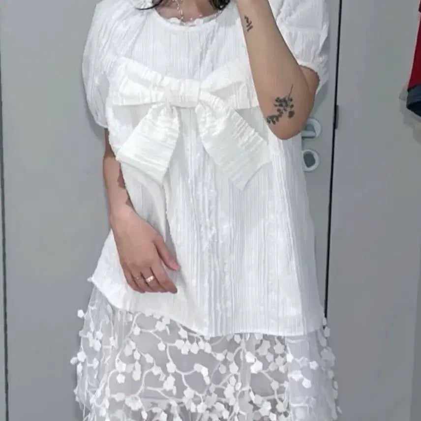 [BUNJANG] APINGLER Origami Skirt Ribbon Top Set / 에핑글러 오리가미스커트 리본 탑 셋업