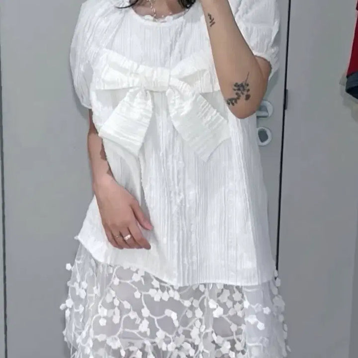 [BUNJANG] APINGLER Origami Skirt Ribbon Top Set / 에핑글러 오리가미스커트 리본 탑 셋업