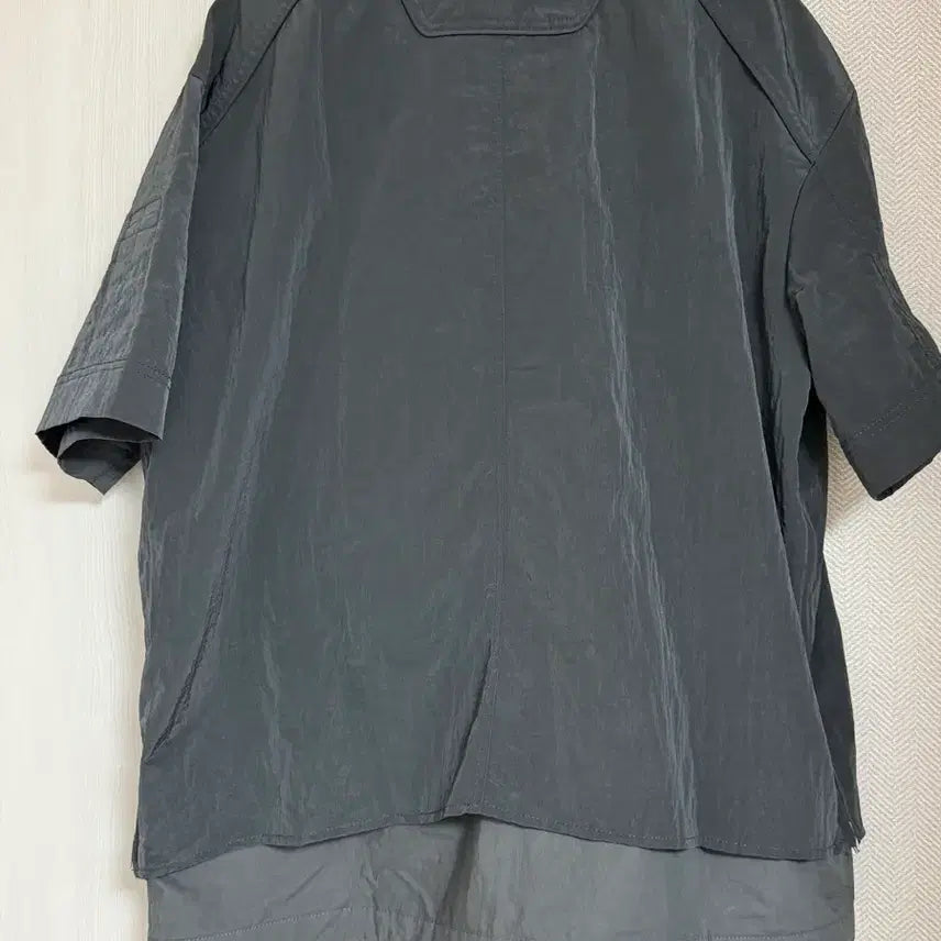 [SOLD OUT] (M) 23ss 준지 나일론 숏슬리브 레이어드 집업 반팔 셔츠