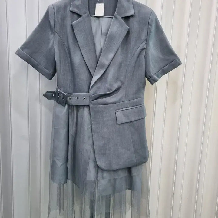 [BUNJANG] Grey Jacket with Unique Design and Sheer Detail / 자켓 그레이