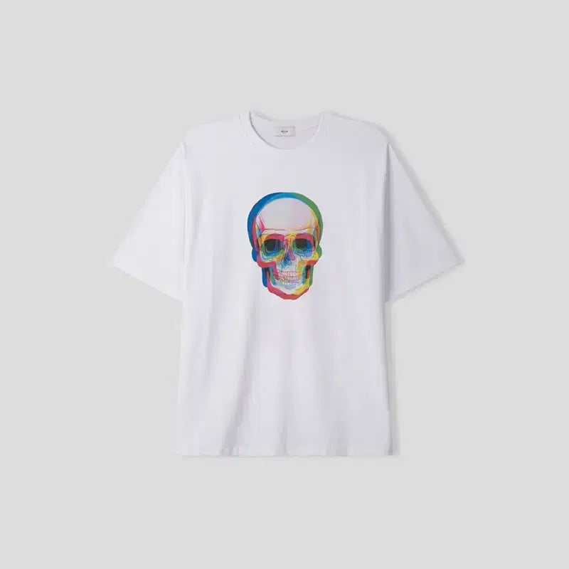 [BUNJANG] Skull Graphic Short Sleeve T-Shirt White / 해골 그래픽 반팔 티셔츠 화이트