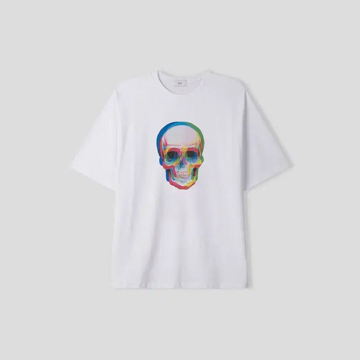 [BUNJANG] Skull Graphic Short Sleeve T-Shirt White / 해골 그래픽 반팔 티셔츠 화이트