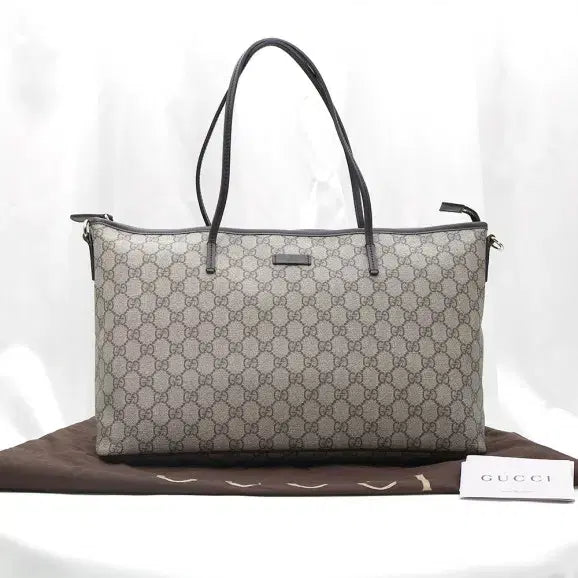 [BUNJANG] Gucci 353437 Brown Leather PVC GG Logo Canvas Shopper Shoulder Bag / (구찌) 353437 브라운 레더 PVC GG로고 캔버스 쇼퍼 숄더백