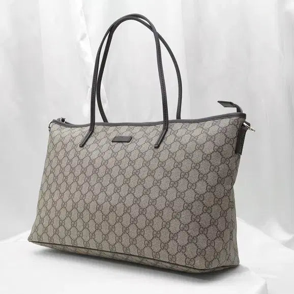 [BUNJANG] Gucci 353437 Brown Leather PVC GG Logo Canvas Shopper Shoulder Bag / (구찌) 353437 브라운 레더 PVC GG로고 캔버스 쇼퍼 숄더백