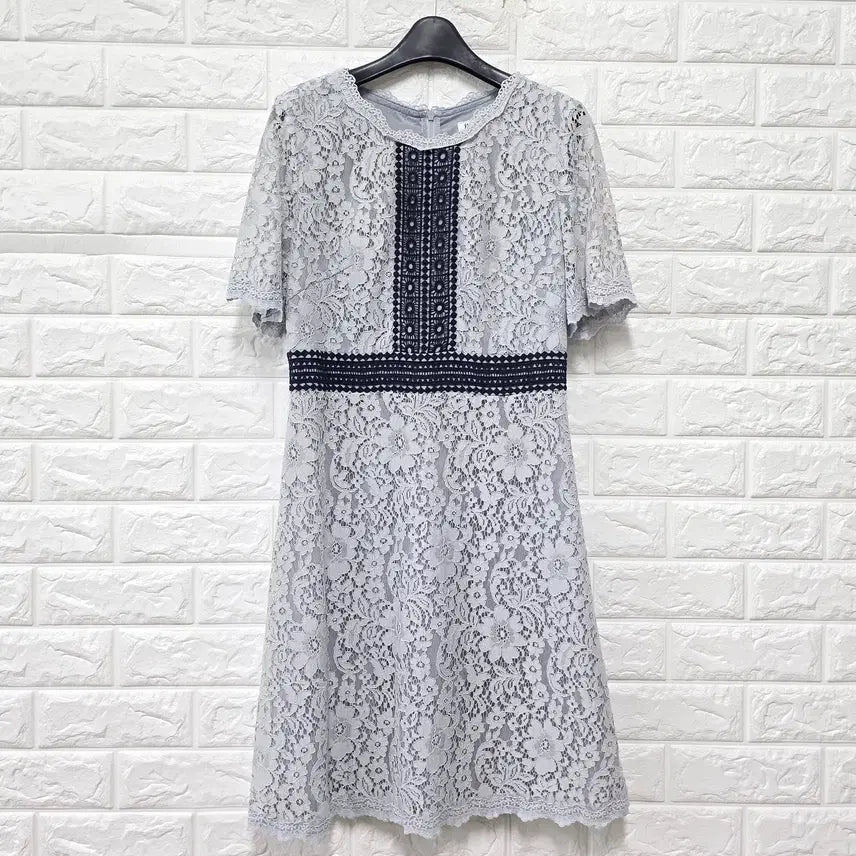 [BUNJANG] M.Missoni Sky Blue Lace Short Sleeve Dress D777 / M 잇미샤 하늘색 레이스 반팔 원피스 D777