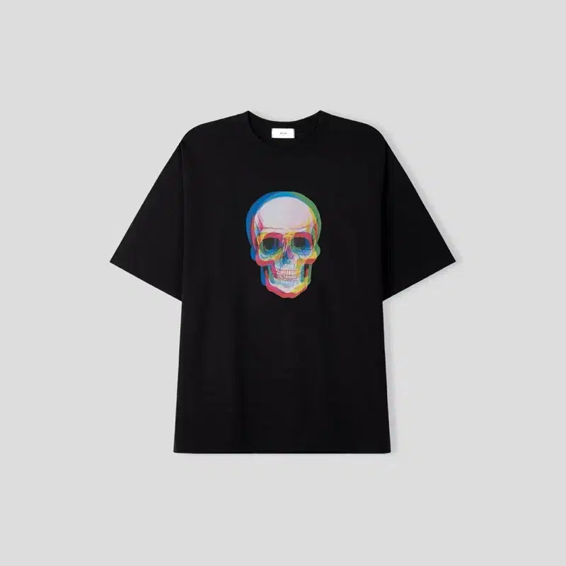 [BUNJANG] Black Skull Graphic Short Sleeve T-Shirt / 블랙 스컬 그래픽 반팔 티셔츠