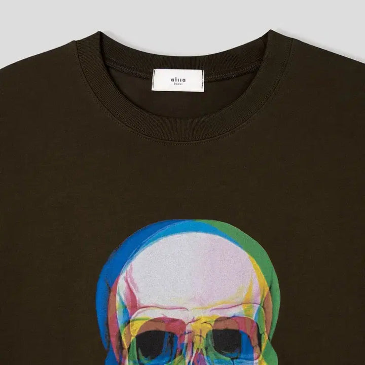 [BUNJANG] Black Skull Graphic Short Sleeve T-Shirt / 블랙 스컬 그래픽 반팔 티셔츠