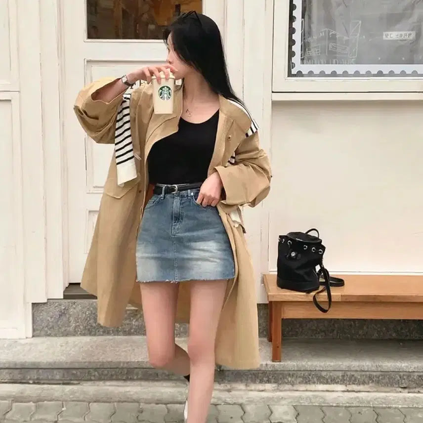 [BUNJANG] Baydeli Custom Croissant Long Trench Jacket Beige Jumper / 새상품) 베이델리 자체제작 크루아상 롱 트렌치 야상 자켓 베이지 점퍼
