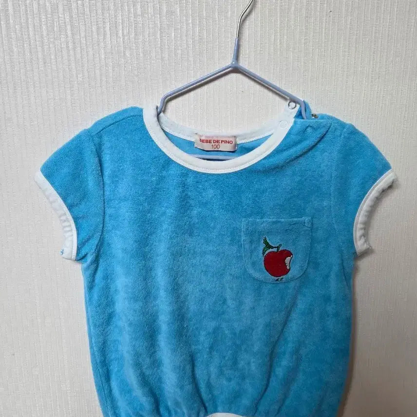 [BUNJANG] Bebe de Pino Apple Embroidery Towel Short Sleeve T-Shirt Size 100 / 베베드피노 사과 자수 타올 반팔티 100