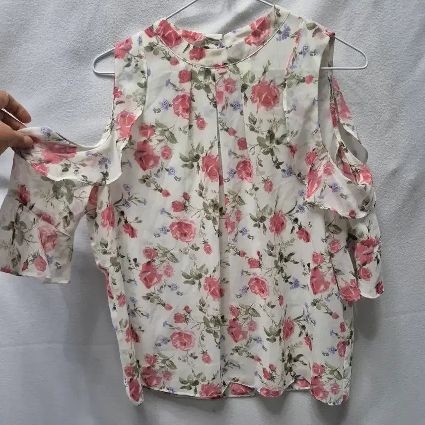 [BUNJANG] Chiffon Floral Off-Shoulder Blouse - Size S / 쉬폰 꽃무늬 오프숄더 블라우스 S 그외제품 선택해 주세요