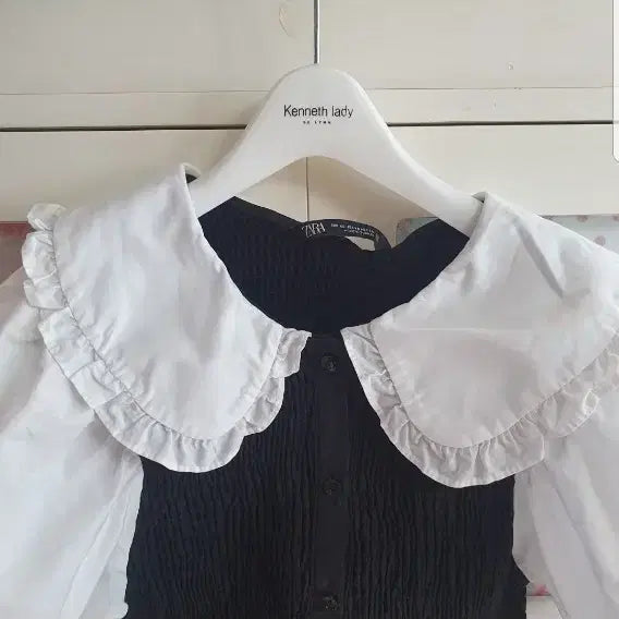 [BUNJANG] Zara Puff Sleeve Frill Collar Blouse / 자라 블라우스/55~66
