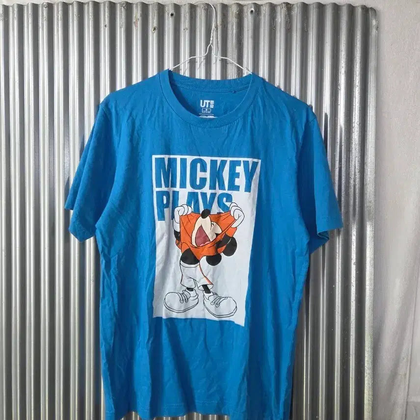 [BUNJANG] Uniqlo Mickey Mouse Short Sleeve T-Shirt - Medium, Blue / M 유니클로 미키 마우스 반팔 티셔츠 블루
