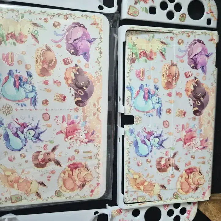 [BUNJANG] Nintendo Switch OLED Eevee Skin Set with Poké Ball Cap and Screen Protector / 닌텐도 스위치 OLED 이브이 스킨 세트/몬스터볼 캡/보호필름