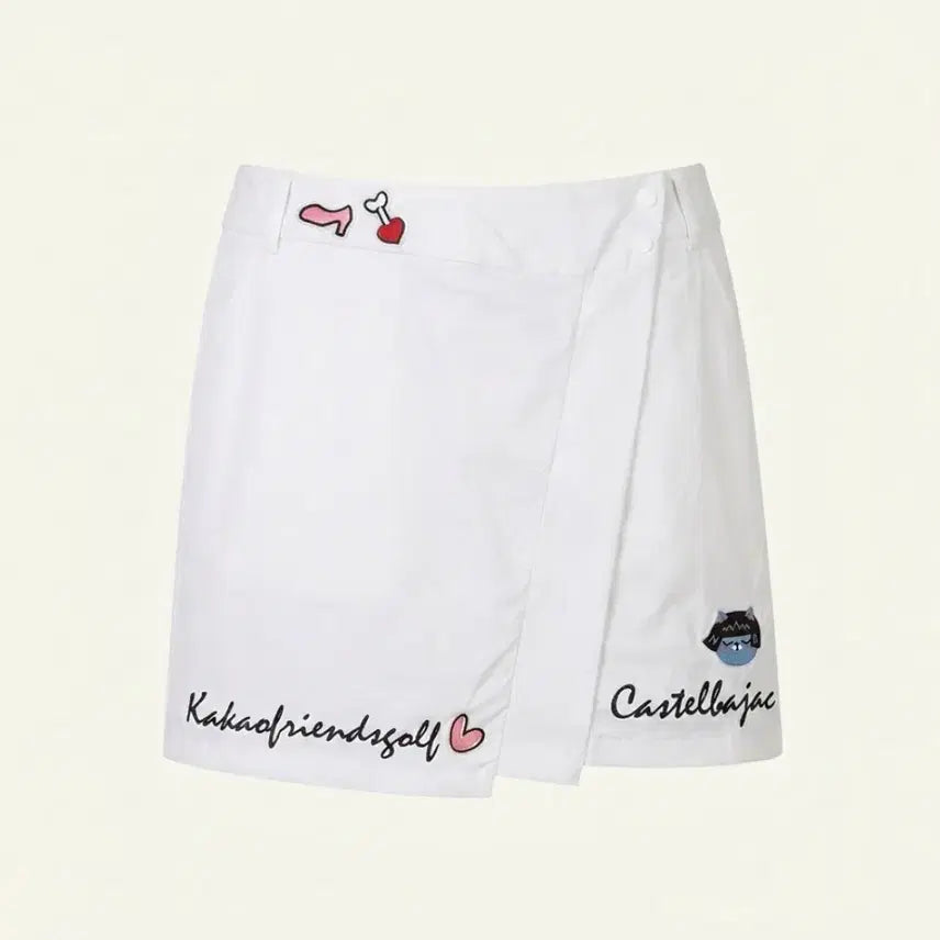 [BUNJANG] Castelbajac x Kakao Friends Character Embroidery Golf Culottes Skirt / 까스텔바작 골프 큐롯은 카카오프렌즈 캐릭터 스커트