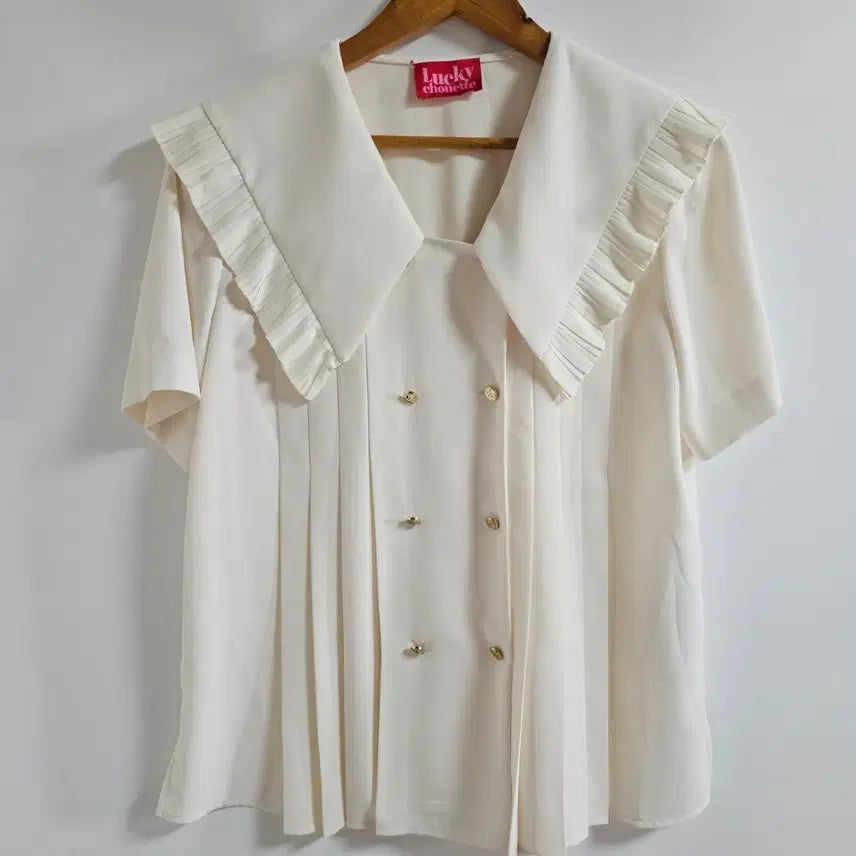 [SOLD OUT] [36] 럭키슈에뜨 프리츠 세일러 카라 더블 블라우스 (아이보리)