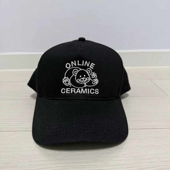 [BUNJANG] Online Ceramics Logo Bear Embroidery Baseball Cap Black / 온라인세라믹 캡 모자