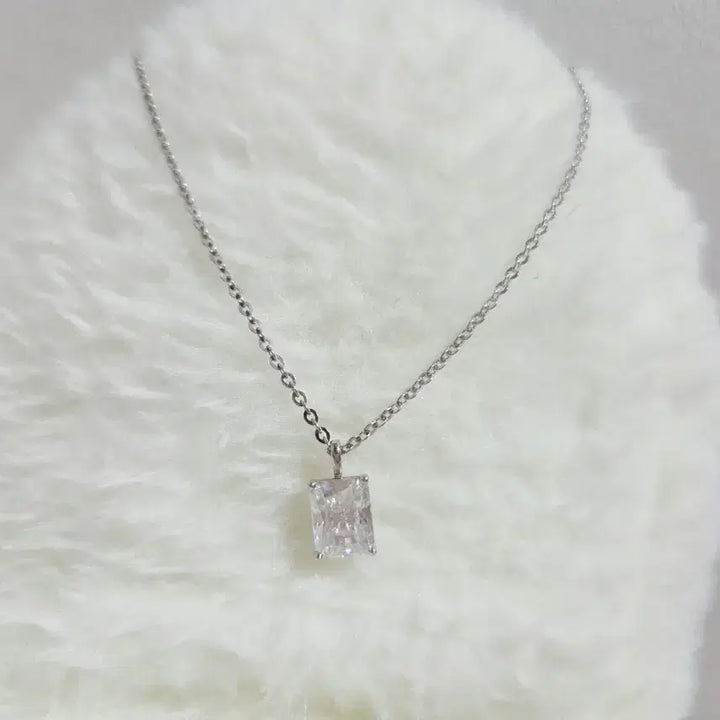 [BUNJANG] 14K White Gold Square Pendant Necklace 50cm 4.59g / 14k 화이트골드 사각 목걸이 50cm 4.59g