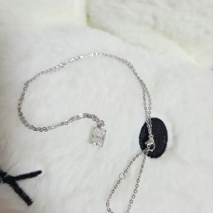 [BUNJANG] 14K White Gold Square Pendant Necklace 50cm 4.59g / 14k 화이트골드 사각 목걸이 50cm 4.59g