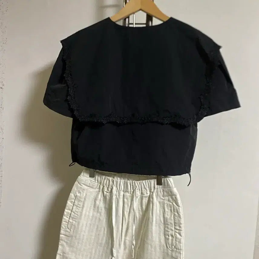 [BUNJANG] Black Big Collar Crop Jacket Free Size / 블랙 빅카라 크롭자켓 프리
