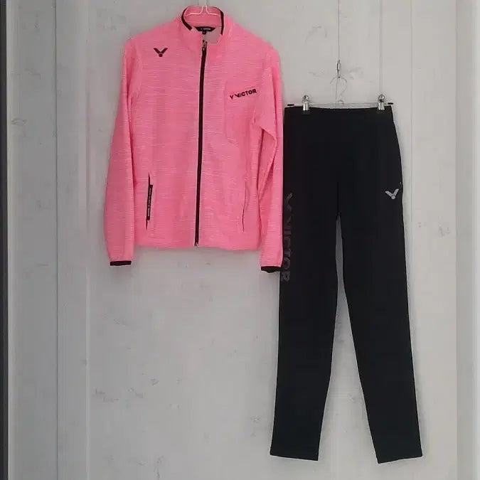 [BUNJANG] Victor Sportswear Training Set Pink/Black / 빅터 스포츠웨어 트레이닝 세트 핑크/블랙