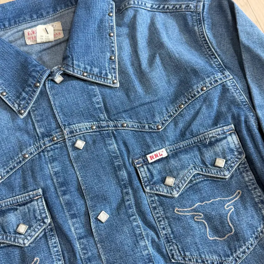[SOLD OUT] [RRL] 스터드 인디고 데님 재킷 M 사이즈 새상품