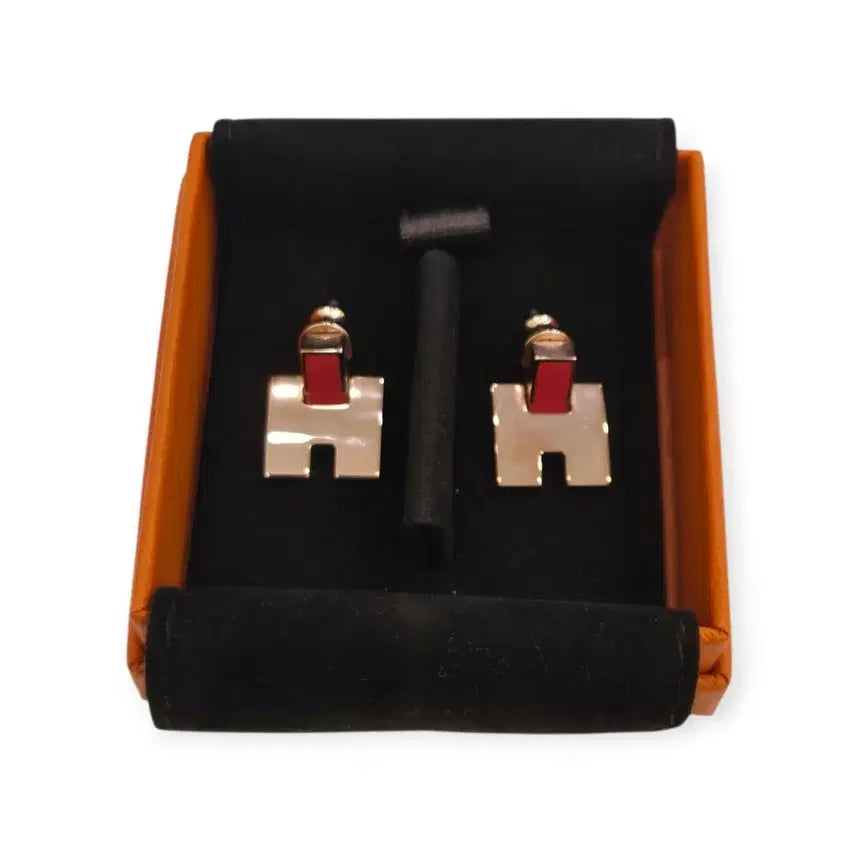 [BUNJANG] Hermès Rouge Eileen Earrings Rose Gold Deep Pink / 에르메스 루즈 에일린 귀걸이