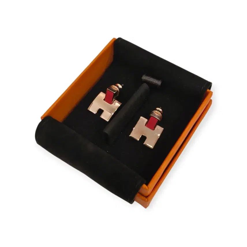 [BUNJANG] Hermès Rouge Eileen Earrings Rose Gold Deep Pink / 에르메스 루즈 에일린 귀걸이