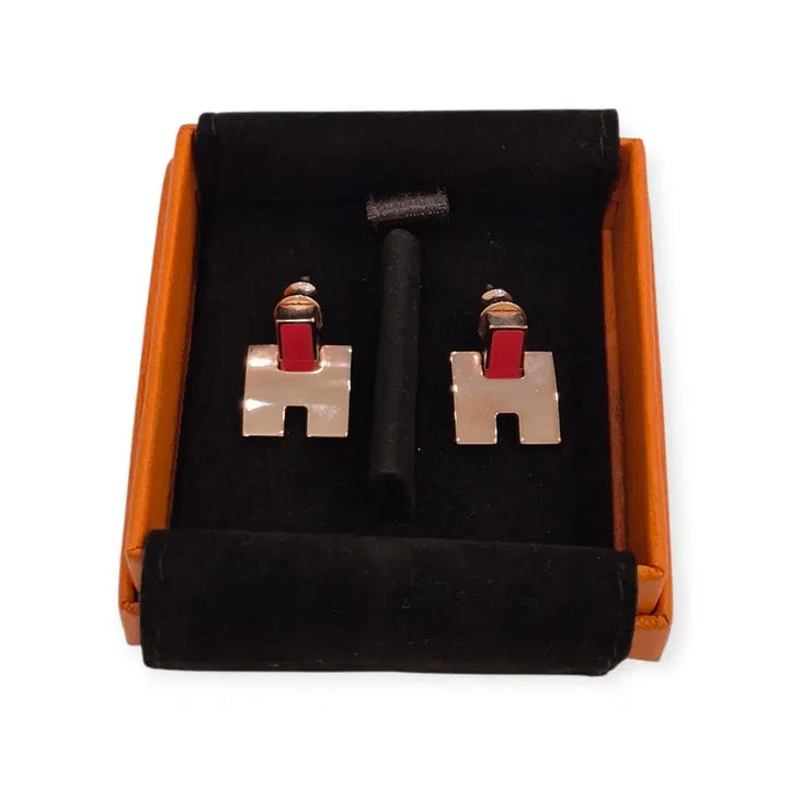 [BUNJANG] Hermès Rouge Eileen Earrings Rose Gold Deep Pink / 에르메스 루즈 에일린 귀걸이