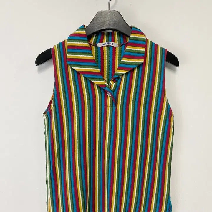 [BUNJANG] Vintage 90s MERBLEUE Striped Sleeveless Top / 빈티지 90s MERBLEUE 스트라이프 슬리브리스