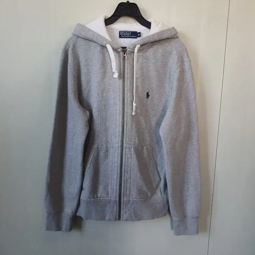 [BUNJANG] Polo Ralph Lauren Zip-Up Hoodie (Grey, M) - Brushed Interior / 폴로 랄프로렌 후드집업 M 안감기모 그레이