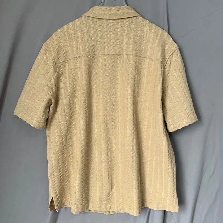 [BUNJANG] Calvin Klein Jacquard Stripe Pattern Spandex Short Sleeve Shirt / S CK 캘빈클라인 자카드 스트라이프 패턴 스판 반팔 셔츠