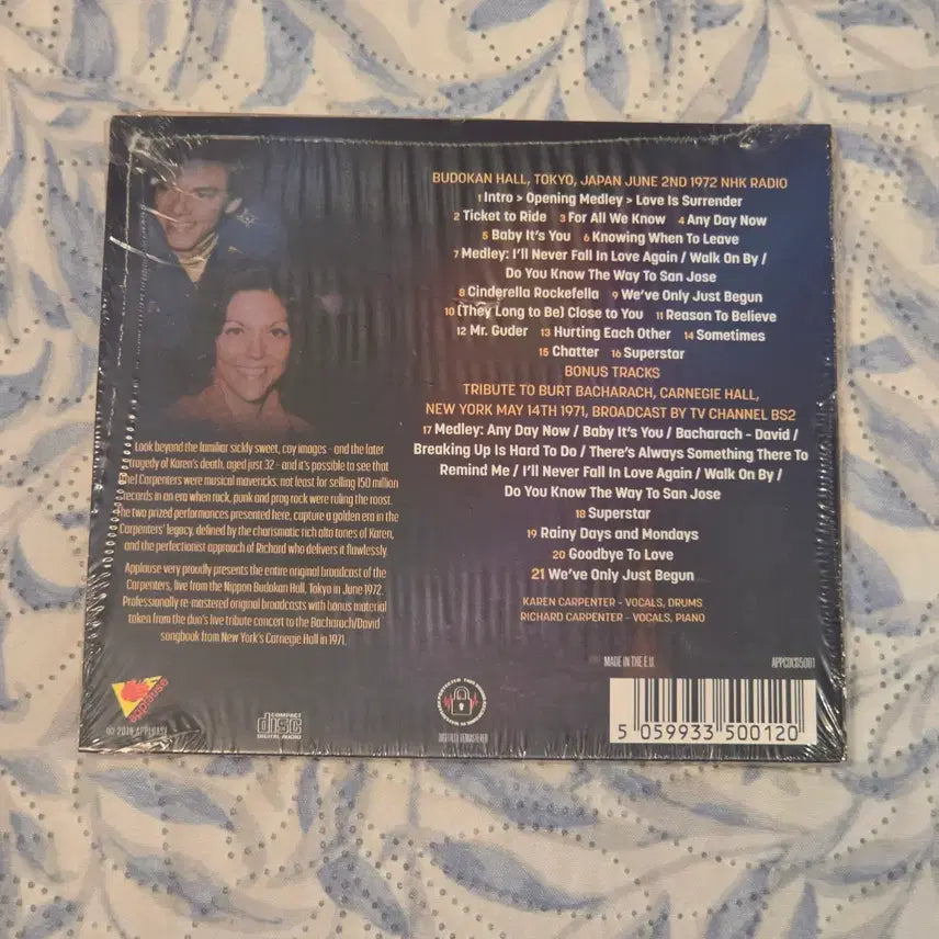 [BUNJANG] Carpenters Live In Japan 1972 Sealed CD / 카펜터즈 Carpenters Live In Japan 1972  미개봉
