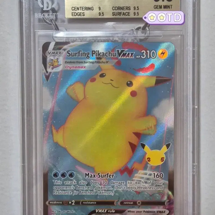 [BUNJANG] Pokemon TCG 25th Anniversary Surfing Pikachu VMAX BGS 9.5 Graded Card (North American Edition) / 등급카드 BGS9.5 포켓몬카드 북미판 25주년 서핑 피카츄VMAX