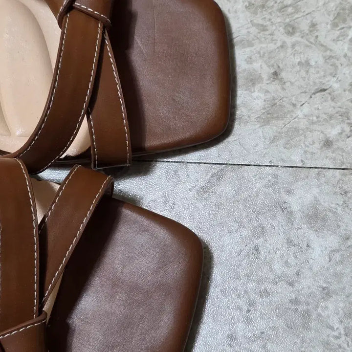 [BUNJANG] Barbara Seven Floor Strap Sandals Brown / 바바라 세븐플로어 스트랩 샌들 브라운