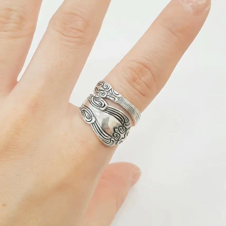 [BUNJANG] Antique Silver Open Ring (Size 17 adjustable) / 앤틱 은반지 오픈링 (042)