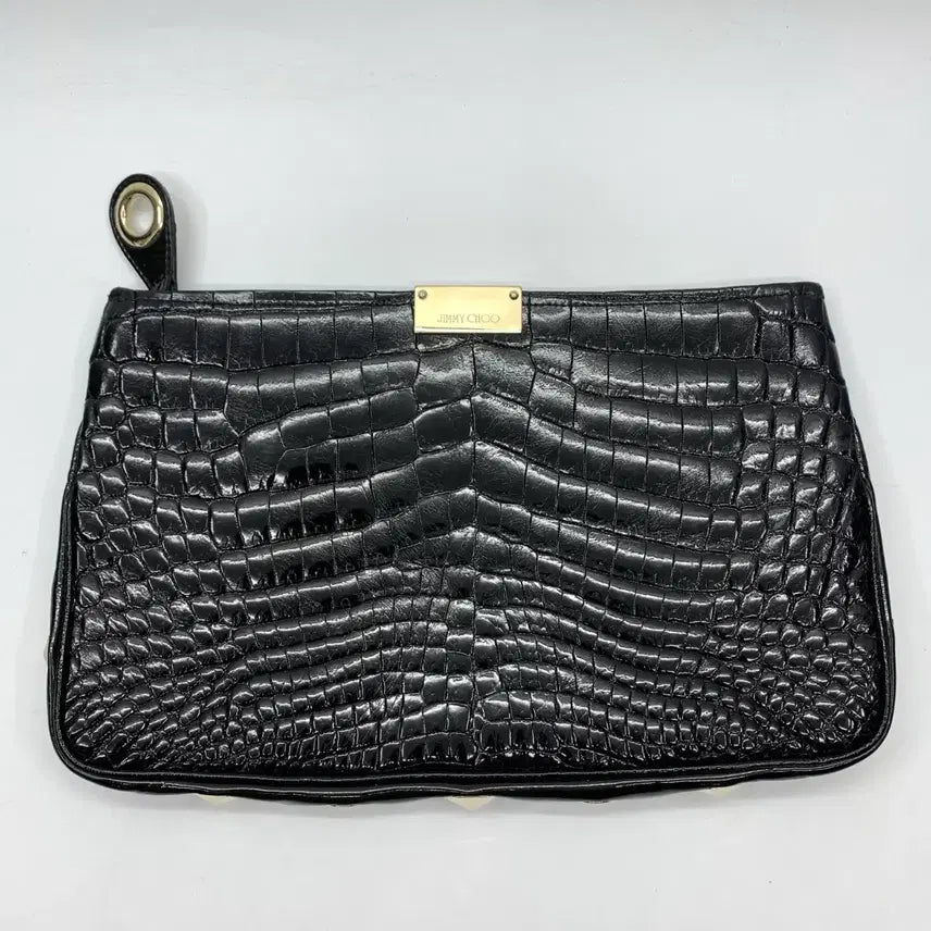 [BUNJANG] Jimmy Choo Croc Embossed Clutch Bag Black / 267002548 지미추 크로코 엠보스드 클러치백 블랙