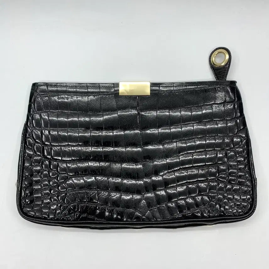 [BUNJANG] Jimmy Choo Croc Embossed Clutch Bag Black / 267002548 지미추 크로코 엠보스드 클러치백 블랙