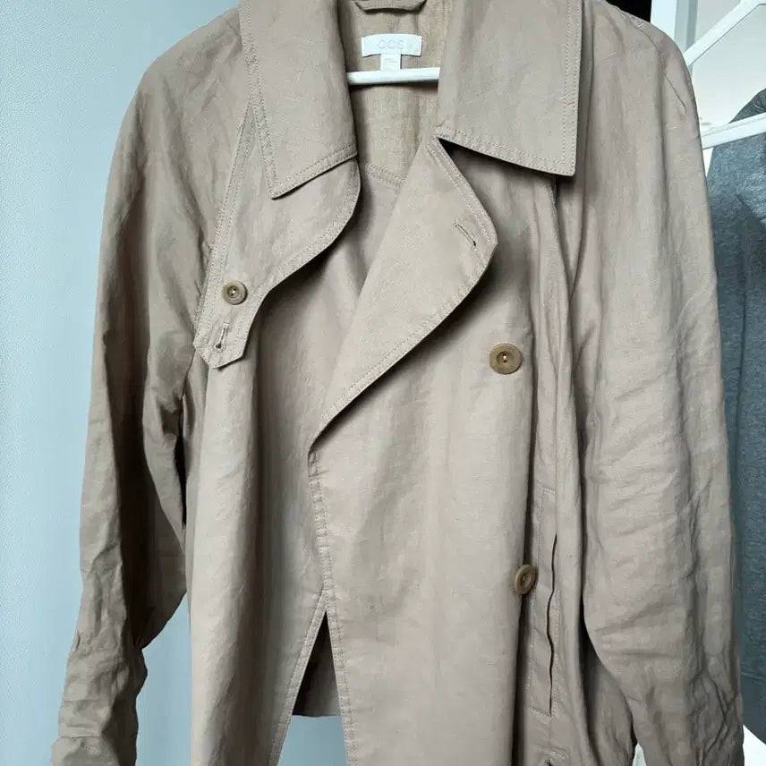 [BUNJANG] COS Linen Blend Short Trench Jacket XS Beige / COS 린넨 블렌드 숏 트렌치 자켓 XS 베이지