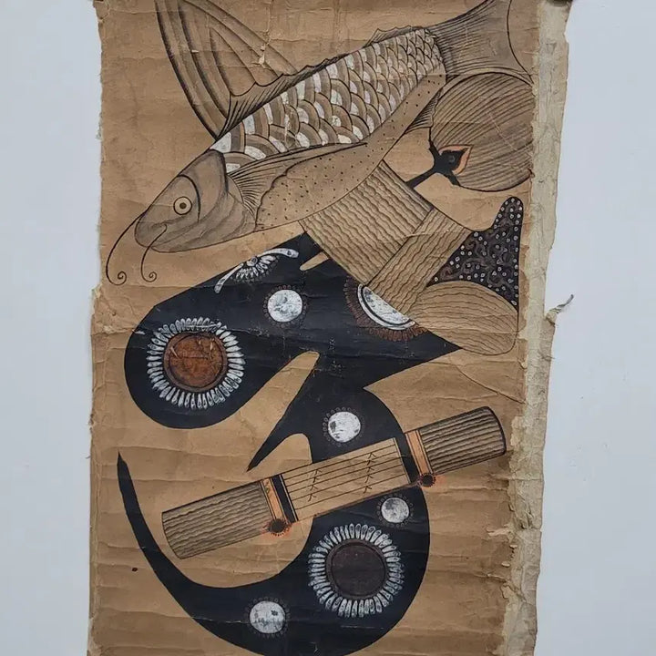 [BUNJANG] Korean Folk Painting "Mundodo" Antique Scroll / 문자도 그림 골동품