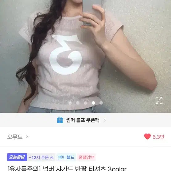 [SOLD OUT] (1번착용)넘버 자카드 반팔 티셔츠 3color